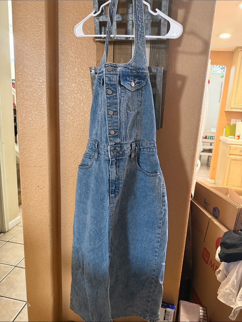 Free People Blue Denim Overall Dress